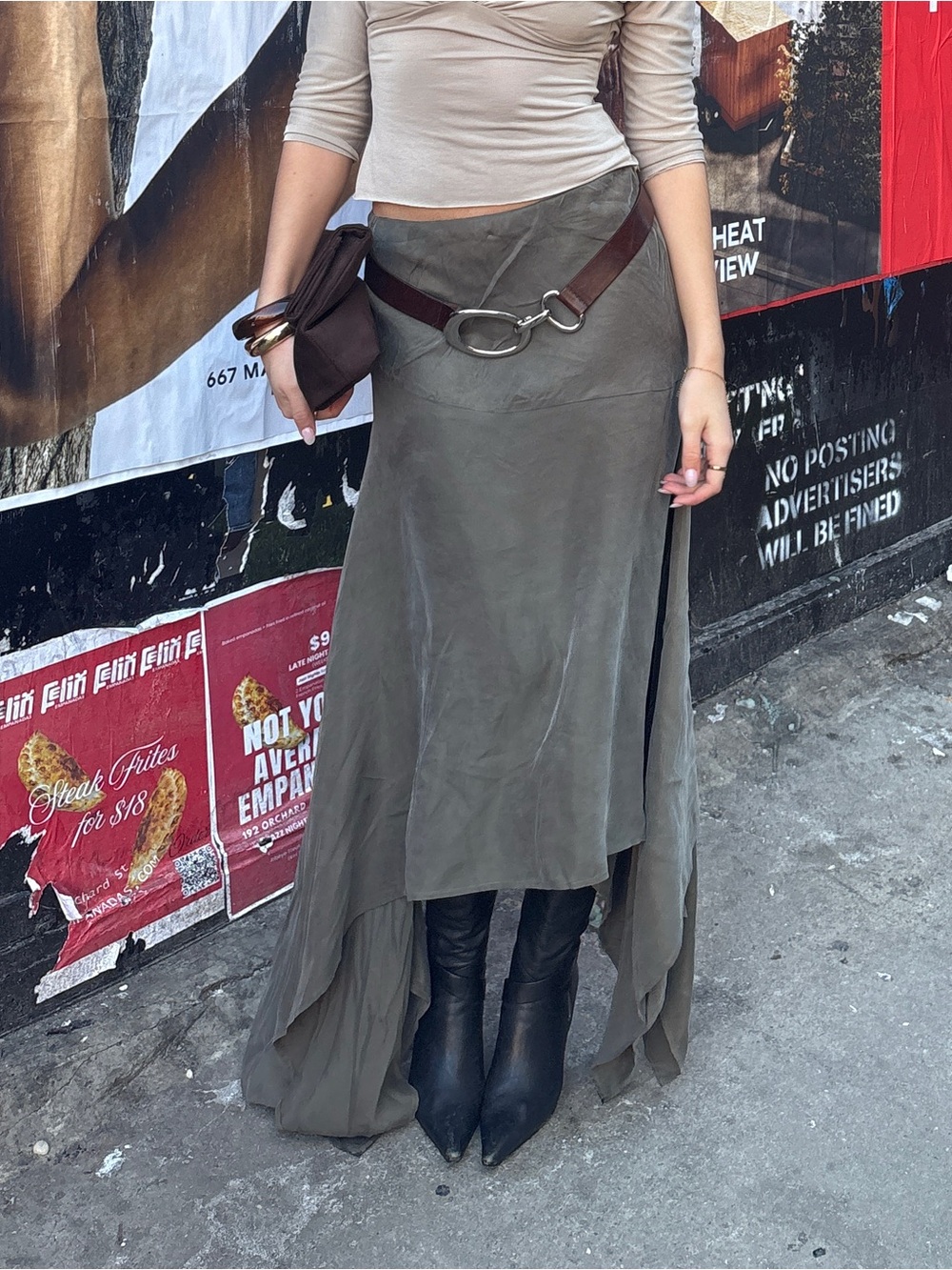 Staple Olive Green Asymmetrical Handkerchief Hem Skirt
